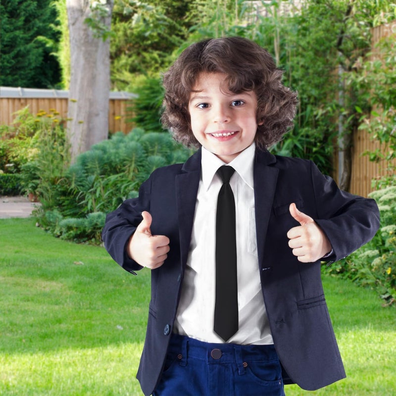 Eshwb Boys Tie Pre-Tied Adjustable Kids Neckties for Age 8-12, 15 Inch Woven Formal Kids Tie School Wedding - Image 1